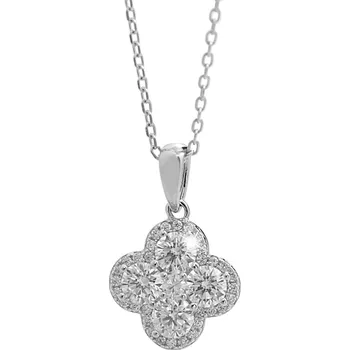 Náhrdelník JSB bijoux s.r.o. Stříbrný náhrdelník čtyřlístek z Kubických zirkonů Crystal (Stříbro 925/1000)