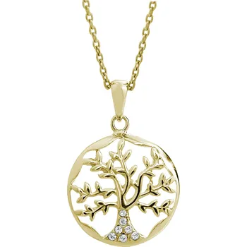 Módní doplněk JSB bijoux s.r.o. Pozlacený stříbrný náhrdelník strom života v kruhu s krystaly Swarovski Crystal (Stříbro 925/1000)