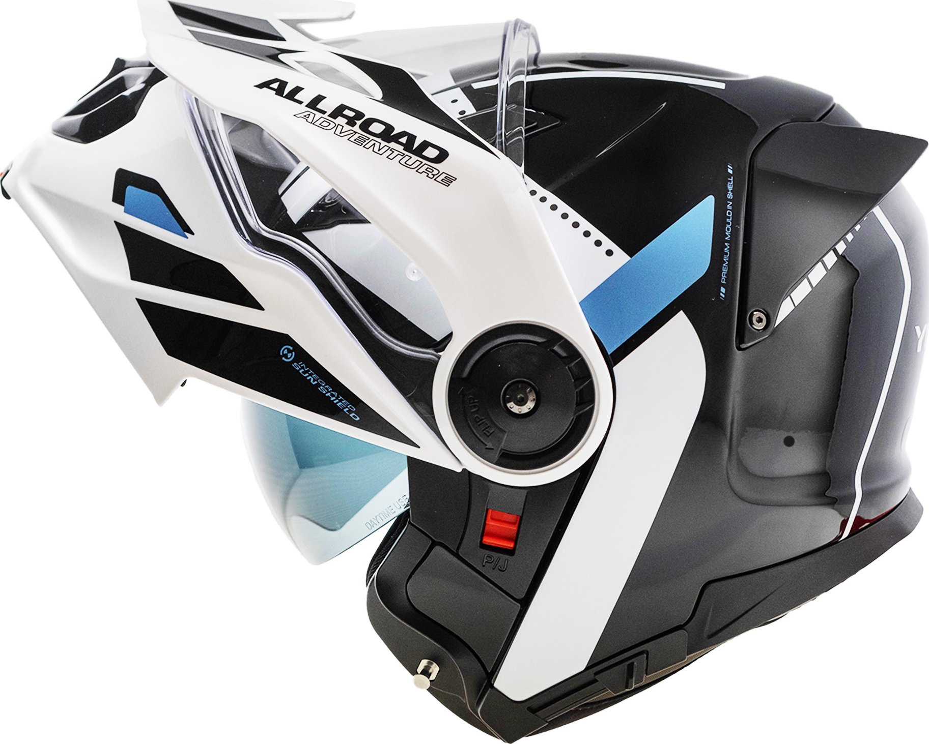 Moto helma Yohe FG102 Enduro Double Visor Černá/Bílá/Modrá Bílá M