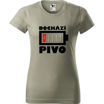 Dámské tričko Dámské tričko Dochází pivo baterie Barva trička: Světlá khaki - 28, Velikost: 2XL