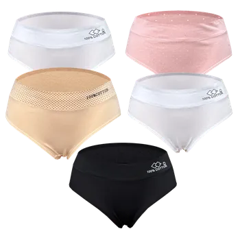 Kalhotky Dámské bavlněné kalhotky - Tinasan mix barev a vzorů T01 (Balení/5ks) Barva: Mix barva, Velikost: M