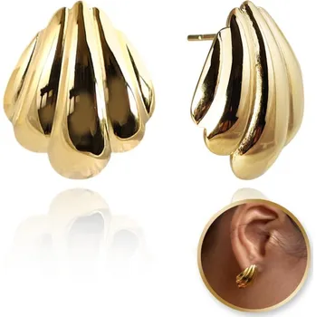 Náušnice Flamenco Mystique Náušnice z nerezové oceli pozlacené 14k zlatem, mušle, puzeta KST3395