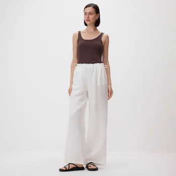 Reserved - Kalhoty s vysokým podílem lnu - bílá - 688AC-00X - 688AC-00X-S