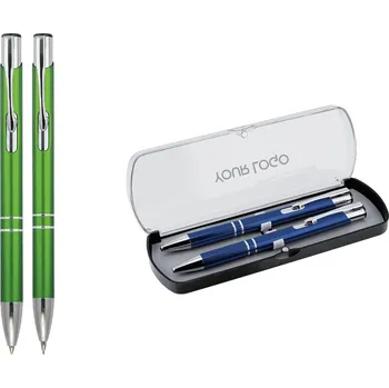 Sada hliníkové kuličkové pero a mikrotužka v dárkovém boxu Solomon, světlá zelená