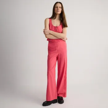 Reserved - Volné lněné kalhoty - ostře červená - 338CZ-29X - 338CZ-29X-M