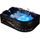 BPS-koupelny Hydromasážní vana HYD-VE761-L 180x120 LEVÁ ČERNÝ MRAMOR s ohřevem vody