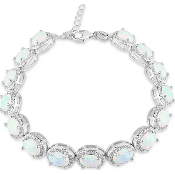 Náramek Stříbrný náramek s bílými spojenými opály a zirkony - Meucci SB254