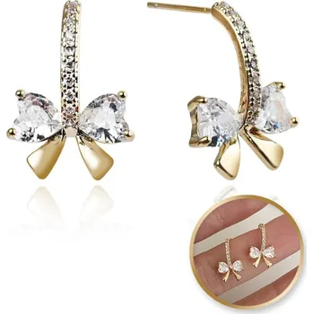 Náušnice Flamenco Mystique Náušnice MAŠLIČKY z pozlacené nerezové oceli 14k, zirkony, stříbrný špendlík S925 KST3330