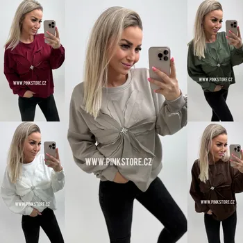 Dámská mikina Mikina máslová FLOWER Barva: Černá