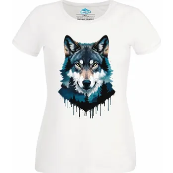 Dámské tričko Vlk z hlubin lesa (Velikost: 4XL, Barva: Bílá)