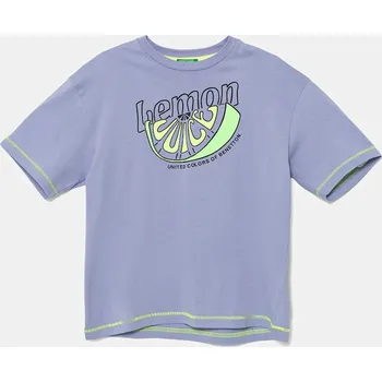 Chlapecké tričko Bavlněné tričko United Colors of Benetton fialová barva, s potiskem, 3I1XC10P6 3I1XC10P6.G.Seasonal 04X, vel. 160