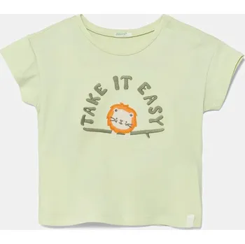 Dětská móda Dětské bavlněné tričko United Colors of Benetton 3096A106D.W.Seasonal zelená 07X, vel. 68