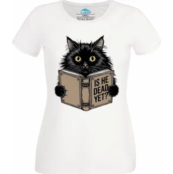 Dámské tričko Dámské tričko Už je Schrödinger mrtev? (Velikost: S, Barva: Bílá)