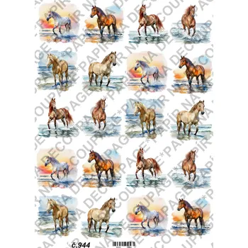 Umělecký papír Rýžový a soft papír na decoupage - Kůň - KB0944 Materiál: Soft, Rozměr: A4