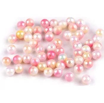 Dětské navlékací korálky Plastové korálky s mermaid efektem Ø6 mm, malé, 2 růžová světlá