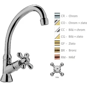 Vodovodní baterie Paffoni VIOLA umyvadlový ventil vysoký otočný 1/2" Barva: Bronz VLV091BR