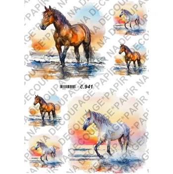 Výtvarný papír Rýžový a soft papír na decoupage - Kůň - KB0941 Materiál: Soft, Rozměr: A4