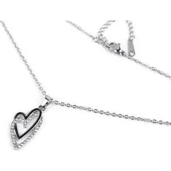 Náhrdelník Náhrdelník z nerezové oceli srdce, křízek Varianta: 1 crystal srdce, Balení: 1 ks
