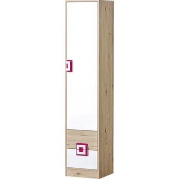 Dětská skříň Nábytek PEGAS s.r.o. Šatní skříň policová NICO 05, Světlý Dub/Bílá/Růžová