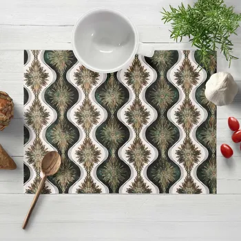 prostírání Bavlněné prostírání na stůl Sandra SA-542 Okrasné hvězdy na zeleném/bílém 30x40 cm