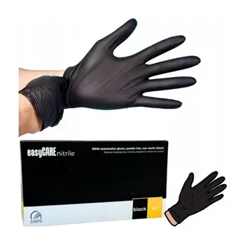 Vyšetřovací rukavice Rukavice EasyCare nitrill bez pudru černé L 100KS
