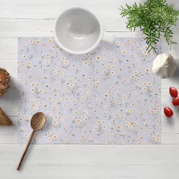 prostírání Bavlněné prostírání na stůl Sandra SA-617 Kopretinky na světle modrém 30x40 cm