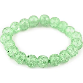 Šperk Náramek pružný ze skleněných korálků, barva 6 zelená sv.