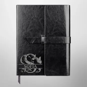 Žertovný předmět Monogram - motýl - zápisník z eko kůže s gravírováním - personalizovaný produkt