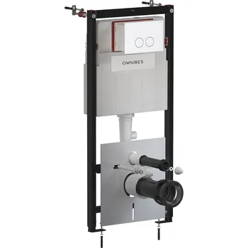 WC sada Omnires Eco Flush Set Strongframe + Minimal podomítkový wc modul se splachovacím tlačítkem pro závěsnou mísu STFWCECO1MRWM