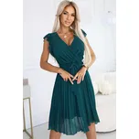 Tmavě zelené plisované šaty s výstřihem a volánky JINNY 374-8 Velikost: S