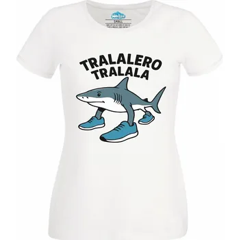 Dámské tričko Dámské tričko Tralalero Tralala Žralok (Velikost: L, Barva: Bílá)