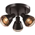 Stropní lampa černá, měděné stínidlo 3xE14 40W Neria