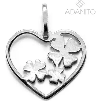Přívěsek Zlatý přívěsek srdce se čtyřlístky z bílého zlata