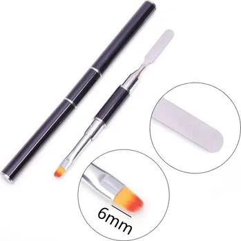 Tenký štětec na zdobení gelových nehtů | štětec na nehty, nástroj na manikúru - Dvojitá hlava Modrá 01