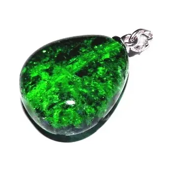 Přívěsek Stříbrný přívěsek zelený korálek - AKCE (Stříbrný přívěsek s korálkem)