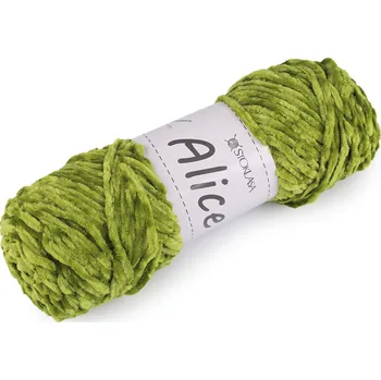 Příze Pletací žinylková příze Alice 100 g, barva 24 zelená sv.