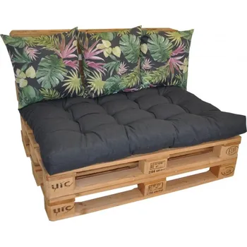 Podsedák Nábytek PEGAS Polstry na paletový nábytek sada EASY - látka tmavě šedý melír a Monstera