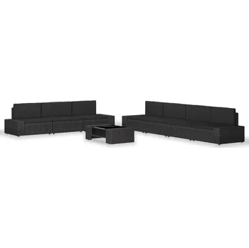 8dílná zahradní sedací souprava polyratan černá Černý3054579