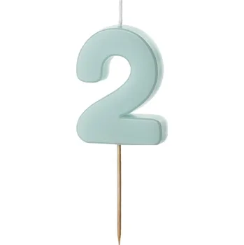 Svíčka na dort světle modrá "číslo 2", 5,5 cm