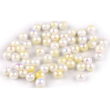 Korálek Plastové korálky s mermaid efektem Ø6 mm, barva 1 krémová světlá