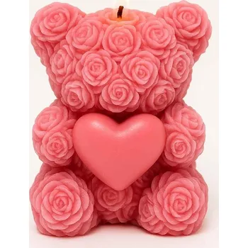 Svíčka Vonná svíčka Méďa z růžiček | 50 g | Svíčkománie3D | Barva: Růžová