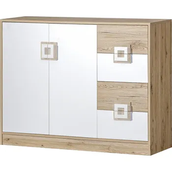 Dětská skříň Nábytek PEGAS s.r.o. Komoda NICO 08, Světlý Dub/Bílá/Světlý Dub