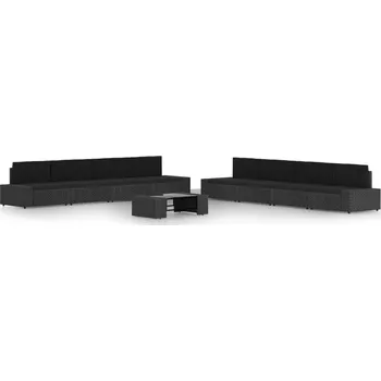 9dílná zahradní sedací souprava s poduškami černá polyratan Černý3067138