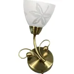 Patinovaná nástěnná lampa, bílé stínidlo se vzorem, 40W E14 Leila