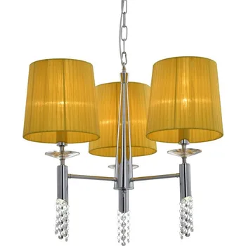 Lustr s krystaly 3xE27 žlutý + duální krystaly