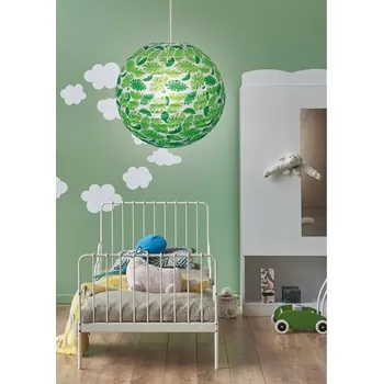 Stínidlo Zelené papírové stínidlo s listy, koule, 35 cm, Cocoon