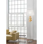 Stojací lampa černá/zlaté látkové stínidlo Denis