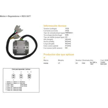 Elektroinstalace pro motocykl DZE regulátor napětí HONDA VT 1100C/C2/C3 SHAdoW 87-03 (35A) (31600-MAH-008) (ESR120) (SH541G-11) (DZE regulátor napětí HONDA VT 1100C/C2/C3 SHAdoW 87-03 (35A) (31600-MAH-008) (ESR120) (SH541G-11))