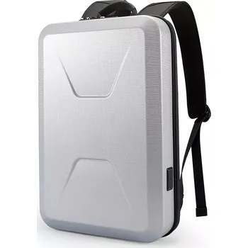 Městský batoh BANGE skořepinový batoh s USB + zámek Stříbrný 14L
