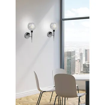 Nástěnná lampa ozzo chrom průhledné stínidlo